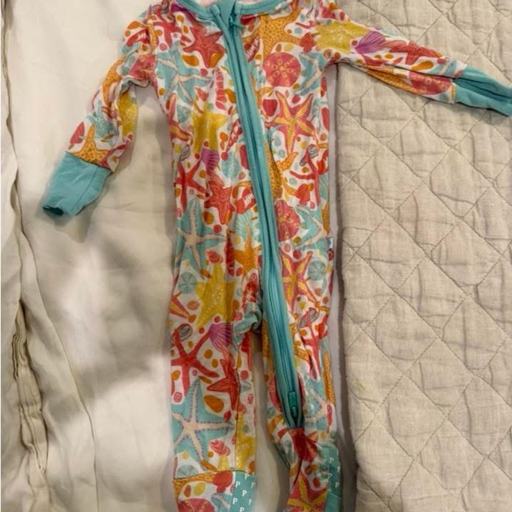 Posh Peanut Starfish and Seashells Kids One Piece